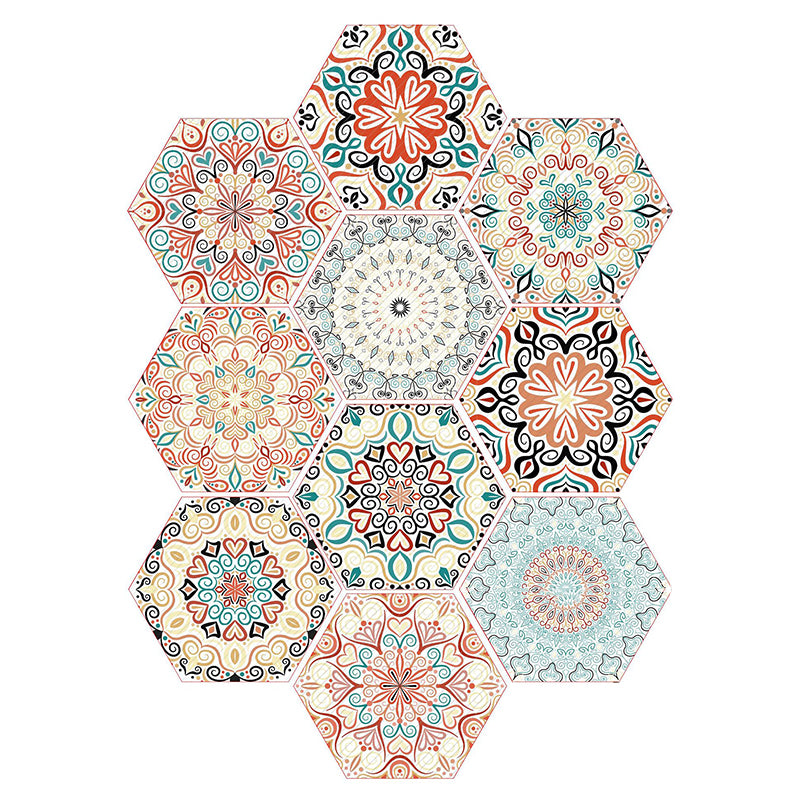 Plastic Mosaic Tile Wallpaper Hexagonal Peel and Stick Backsplash Wall Tile Light Blue-Yellow Clearhalo 'Flooring 'Home Improvement' 'home_improvement' 'home_improvement_peel_stick_blacksplash' 'Peel & Stick Backsplash Tile' 'peel_stick_blacksplash' 'Walls & Ceilings' Walls and Ceiling' 7227974