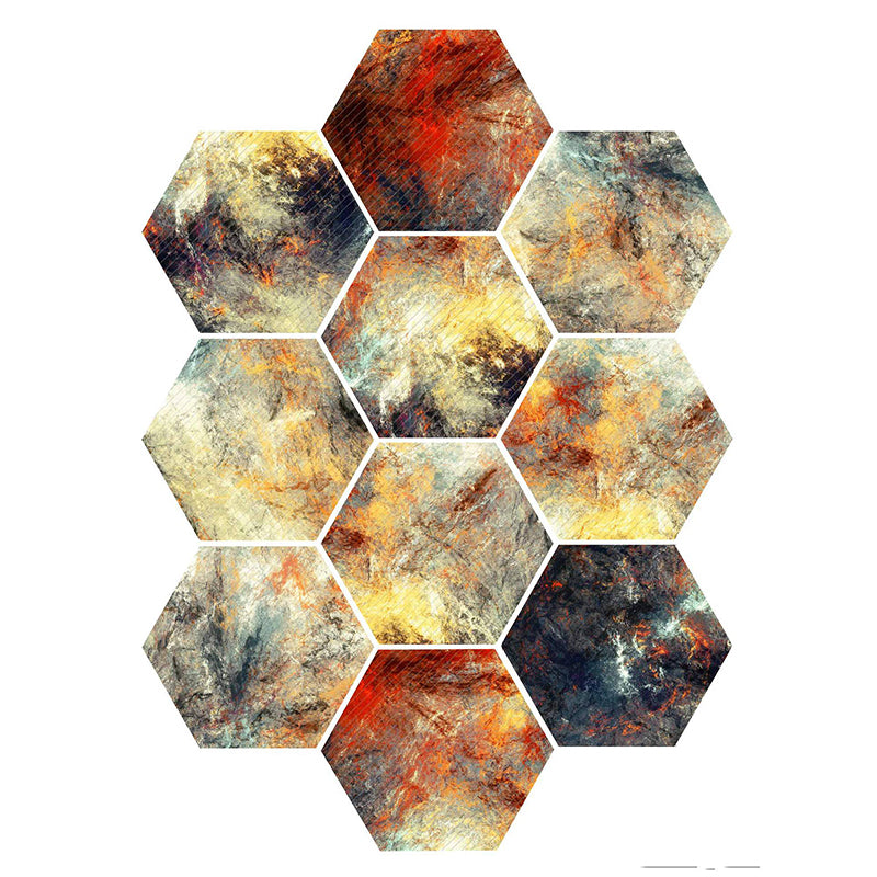 Plastic Mosaic Tile Wallpaper Hexagonal Peel and Stick Backsplash Wall Tile Yellowish Red Clearhalo 'Flooring 'Home Improvement' 'home_improvement' 'home_improvement_peel_stick_blacksplash' 'Peel & Stick Backsplash Tile' 'peel_stick_blacksplash' 'Walls & Ceilings' Walls and Ceiling' 7227975