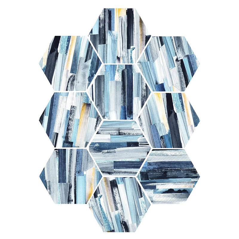 Plastic Mosaic Tile Wallpaper Hexagonal Peel and Stick Backsplash Wall Tile Light Blue-Black Clearhalo 'Flooring 'Home Improvement' 'home_improvement' 'home_improvement_peel_stick_blacksplash' 'Peel & Stick Backsplash Tile' 'peel_stick_blacksplash' 'Walls & Ceilings' Walls and Ceiling' 7227976