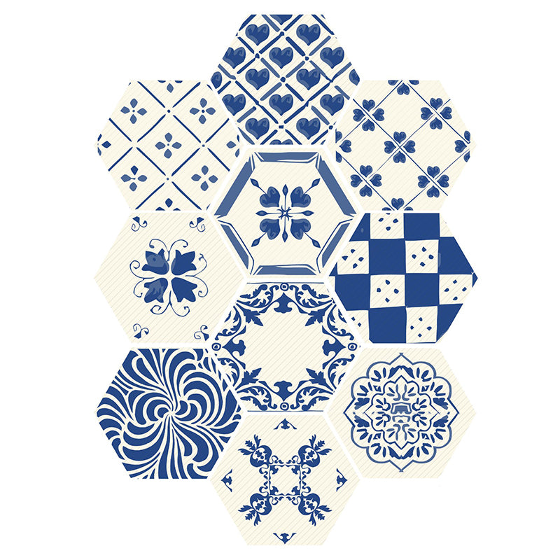 Plastic Mosaic Tile Wallpaper Hexagonal Peel and Stick Backsplash Wall Tile Yellow Blue Clearhalo 'Flooring 'Home Improvement' 'home_improvement' 'home_improvement_peel_stick_blacksplash' 'Peel & Stick Backsplash Tile' 'peel_stick_blacksplash' 'Walls & Ceilings' Walls and Ceiling' 7227986