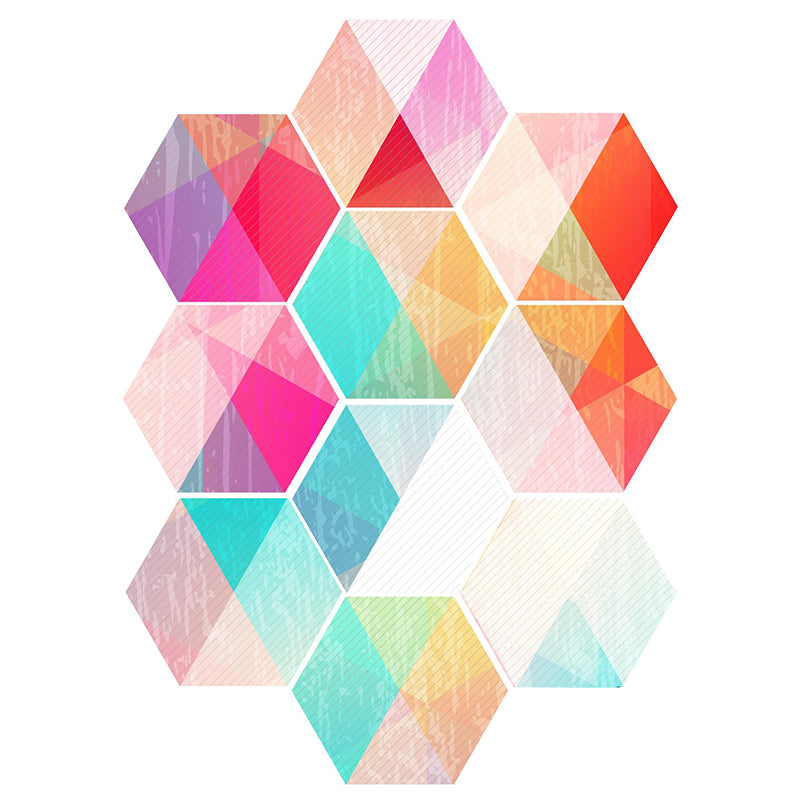 Plastic Mosaic Tile Wallpaper Hexagonal Peel and Stick Backsplash Wall Tile Green Orange Clearhalo 'Flooring 'Home Improvement' 'home_improvement' 'home_improvement_peel_stick_blacksplash' 'Peel & Stick Backsplash Tile' 'peel_stick_blacksplash' 'Walls & Ceilings' Walls and Ceiling' 7227991