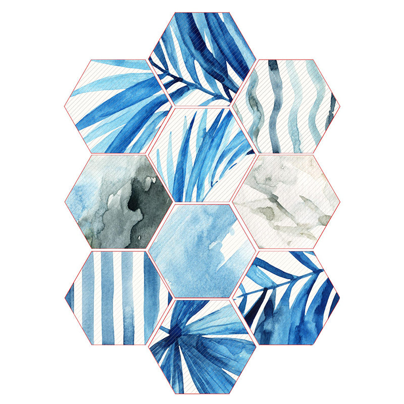 Plastic Mosaic Tile Wallpaper Hexagonal Peel and Stick Backsplash Wall Tile Blue Clearhalo 'Flooring 'Home Improvement' 'home_improvement' 'home_improvement_peel_stick_blacksplash' 'Peel & Stick Backsplash Tile' 'peel_stick_blacksplash' 'Walls & Ceilings' Walls and Ceiling' 7227992