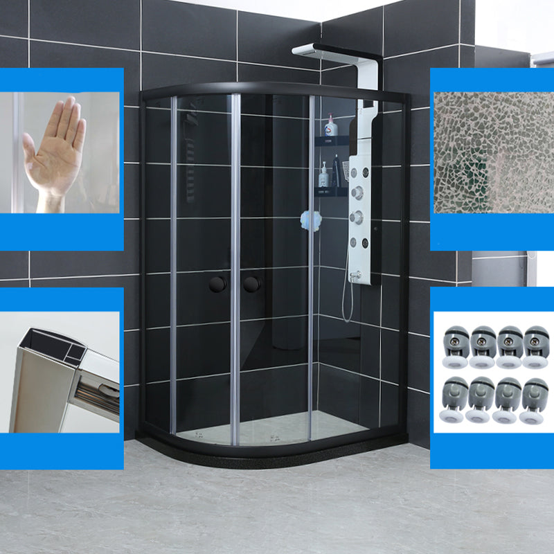 Frame Shower Bath Door Black Transparent Double Sliding Shower Doors Clearhalo 'Bathroom Remodel & Bathroom Fixtures' 'Home Improvement' 'home_improvement' 'home_improvement_shower_tub_doors' 'Shower and Tub Doors' 'shower_tub_doors' 'Showers & Bathtubs' 7228768
