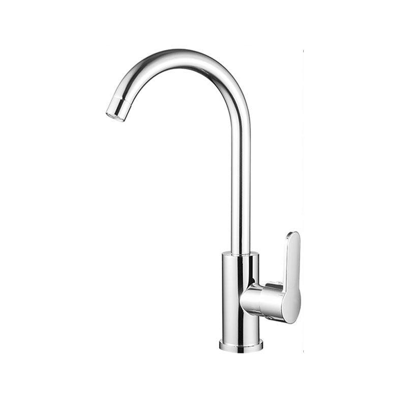Pull Out Kitchen Faucet Single Handle Faucet with Pull Out Sprayer Silver Single Pattern Clearhalo 'Home Improvement' 'home_improvement' 'home_improvement_kitchen_faucets' 'Kitchen Faucets' 'Kitchen Remodel & Kitchen Fixtures' 'Kitchen Sinks & Faucet Components' 'kitchen_faucets' 7228855