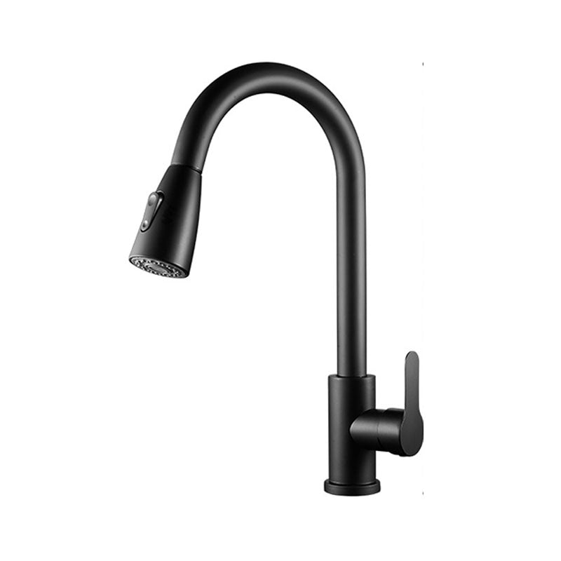 Pull Out Kitchen Faucet Single Handle Faucet with Pull Out Sprayer Black Dual Mode Supply Lines Included Clearhalo 'Home Improvement' 'home_improvement' 'home_improvement_kitchen_faucets' 'Kitchen Faucets' 'Kitchen Remodel & Kitchen Fixtures' 'Kitchen Sinks & Faucet Components' 'kitchen_faucets' 7228860