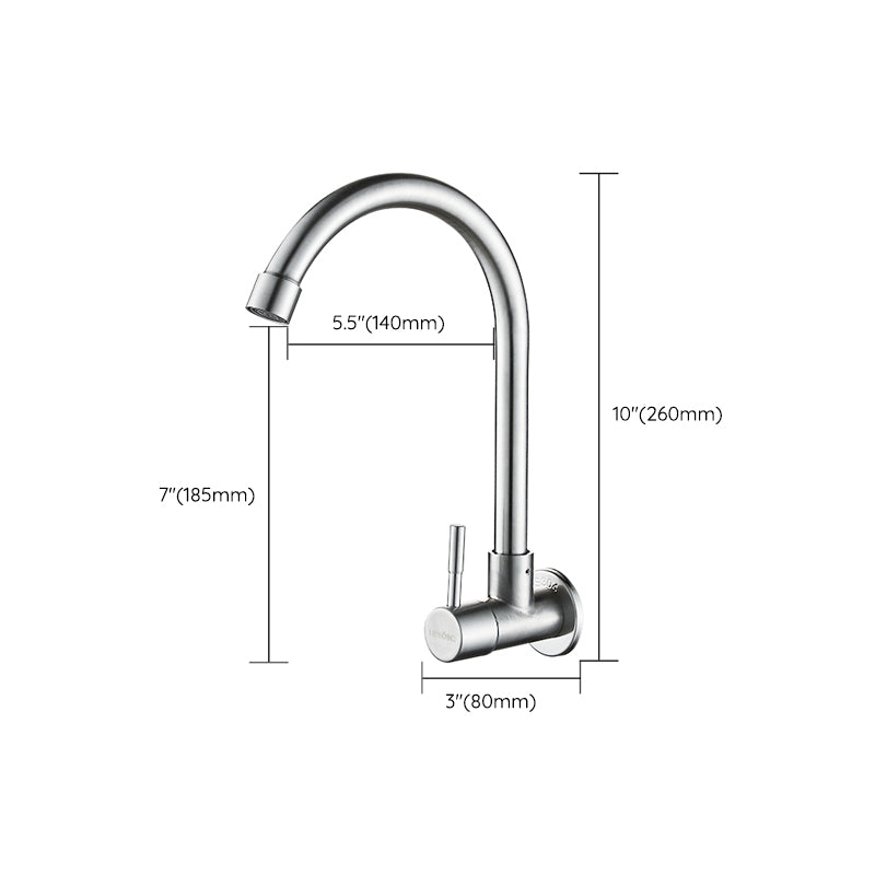 Modern Single Handle Kitchen Faucet Low Arc Wall Mounted Profile Faucet Clearhalo 'Home Improvement' 'home_improvement' 'home_improvement_kitchen_faucets' 'Kitchen Faucets' 'Kitchen Remodel & Kitchen Fixtures' 'Kitchen Sinks & Faucet Components' 'kitchen_faucets' 7228898
