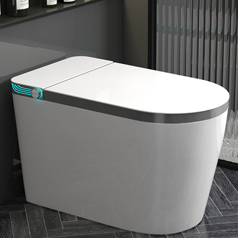 All In One Modern Toilet Floor Mounted Siphon Jet Urine Toilet Grey Heating Seat Ring （Standard ) 16" Clearhalo 'Bathroom Remodel & Bathroom Fixtures' 'Home Improvement' 'home_improvement' 'home_improvement_toilets' 'Toilets & Bidets' 'Toilets' 7230203