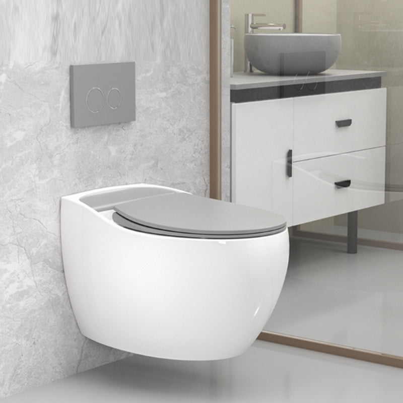 Contemporary Wall Hung Toilet Bowl Slow Close Seat Included Urine Toilet for Washroom White Gray Toilet with High Tanker Clearhalo 'Bathroom Remodel & Bathroom Fixtures' 'Home Improvement' 'home_improvement' 'home_improvement_toilets' 'Toilets & Bidets' 'Toilets' 7230218