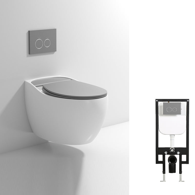 Contemporary Wall Hung Toilet Bowl Slow Close Seat Included Urine Toilet for Washroom White/ Gray Toilet with Low Tanker Clearhalo 'Bathroom Remodel & Bathroom Fixtures' 'Home Improvement' 'home_improvement' 'home_improvement_toilets' 'Toilets & Bidets' 'Toilets' 7230220