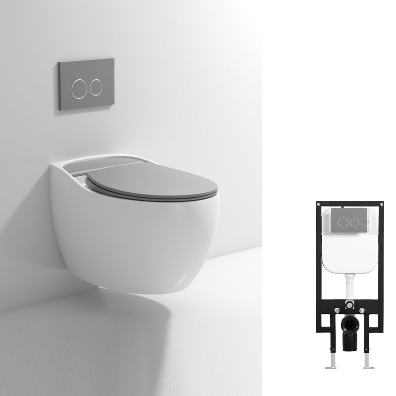 Contemporary Wall Hung Toilet Bowl Slow Close Seat Included Urine Toilet for Washroom White Gray Toilet with Low Tanker Clearhalo 'Bathroom Remodel & Bathroom Fixtures' 'Home Improvement' 'home_improvement' 'home_improvement_toilets' 'Toilets & Bidets' 'Toilets' 7230220