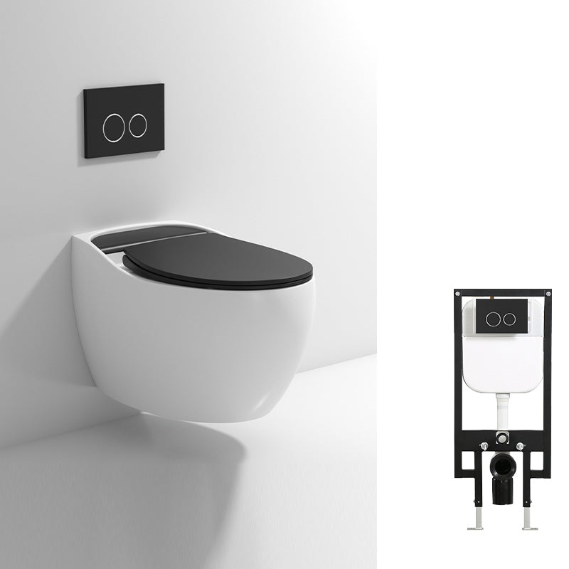 Contemporary Wall Hung Toilet Bowl Slow Close Seat Included Urine Toilet for Washroom White Black Clearhalo 'Bathroom Remodel & Bathroom Fixtures' 'Home Improvement' 'home_improvement' 'home_improvement_toilets' 'Toilets & Bidets' 'Toilets' 7230222