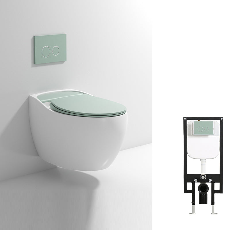Contemporary Wall Hung Toilet Bowl Slow Close Seat Included Urine Toilet for Washroom White/ Green Clearhalo 'Bathroom Remodel & Bathroom Fixtures' 'Home Improvement' 'home_improvement' 'home_improvement_toilets' 'Toilets & Bidets' 'Toilets' 7230224
