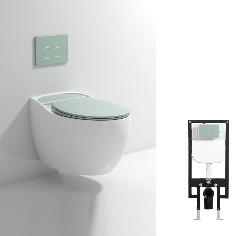 Contemporary Wall Hung Toilet Bowl Slow Close Seat Included Urine Toilet for Washroom White Green Clearhalo 'Bathroom Remodel & Bathroom Fixtures' 'Home Improvement' 'home_improvement' 'home_improvement_toilets' 'Toilets & Bidets' 'Toilets' 7230224