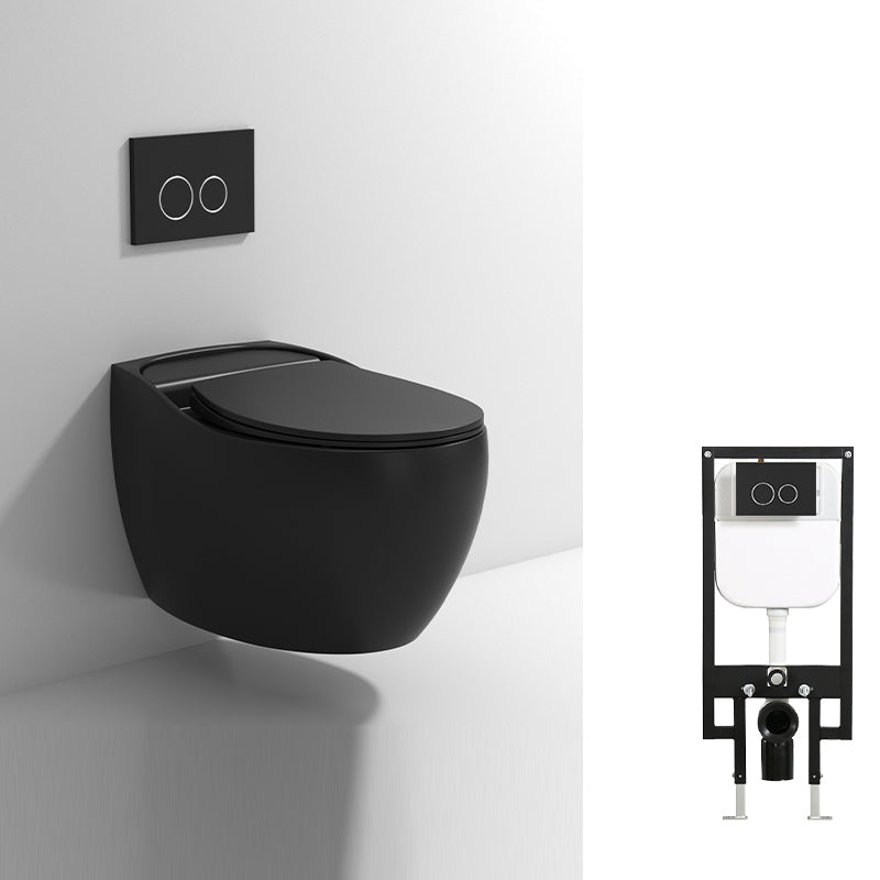 Contemporary Wall Hung Toilet Bowl Slow Close Seat Included Urine Toilet for Washroom Black Clearhalo 'Bathroom Remodel & Bathroom Fixtures' 'Home Improvement' 'home_improvement' 'home_improvement_toilets' 'Toilets & Bidets' 'Toilets' 7230228
