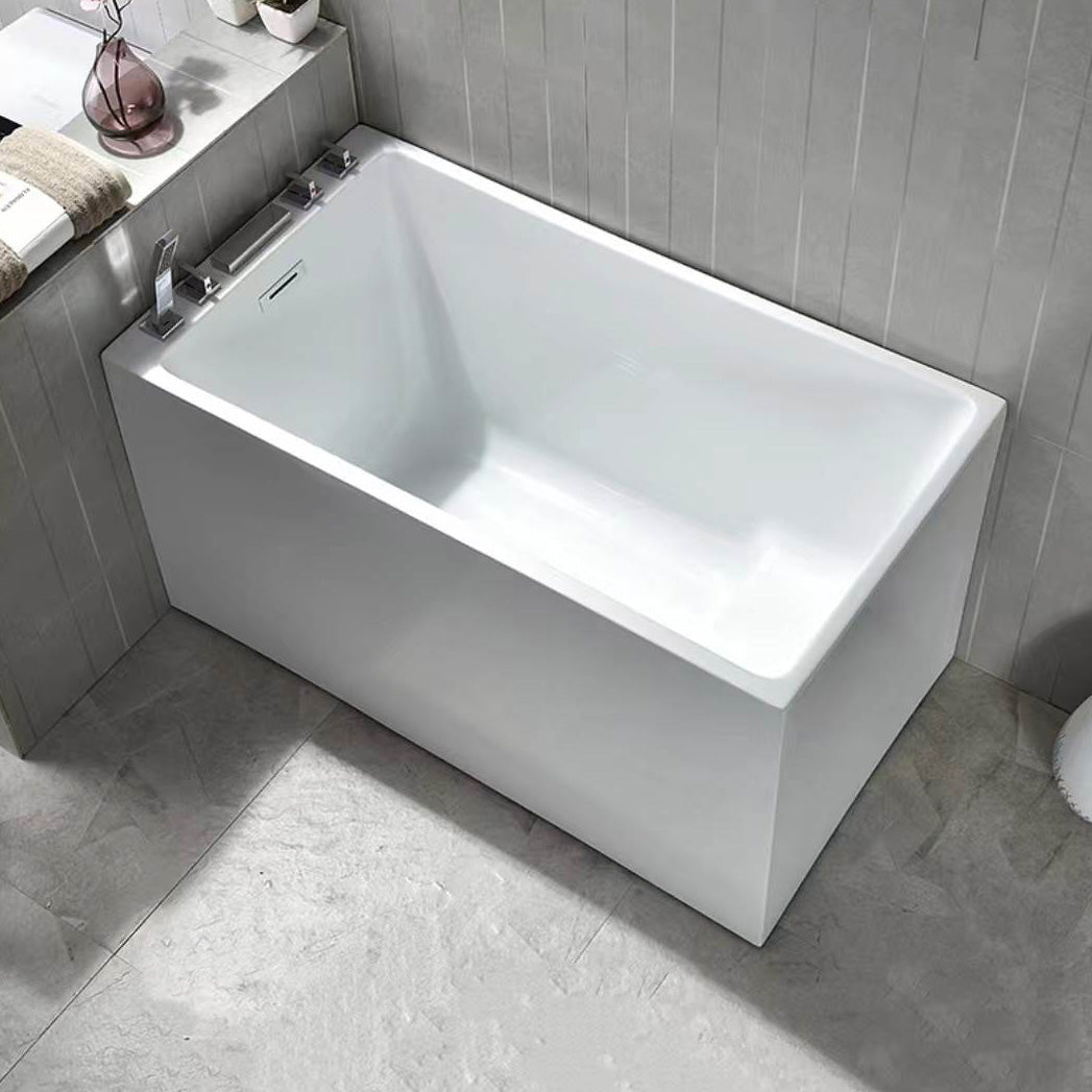 Back to Wall Bathtub Antique Finish Soaking Rectangular Modern Tub With Seat Tub with Silver 5-Piece Set Clearhalo 'Bathroom Remodel & Bathroom Fixtures' 'Bathtubs' 'Home Improvement' 'home_improvement' 'home_improvement_bathtubs' 'Showers & Bathtubs' 7230315