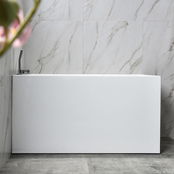 Back to Wall Bathtub Antique Finish Soaking Rectangular Modern Tub 59"L x 28"W x 25"H Without Seat Tub with Silver 5-Piece Set Clearhalo 'Bathroom Remodel & Bathroom Fixtures' 'Bathtubs' 'Home Improvement' 'home_improvement' 'home_improvement_bathtubs' 'Showers & Bathtubs' 7230316