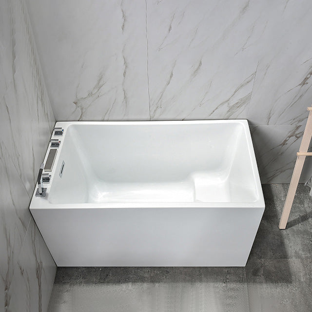 Back to Wall Bathtub Antique Finish Soaking Rectangular Modern Tub 59"L x 28"W x 25"H With Seat Tub with Silver 5-Piece Set Clearhalo 'Bathroom Remodel & Bathroom Fixtures' 'Bathtubs' 'Home Improvement' 'home_improvement' 'home_improvement_bathtubs' 'Showers & Bathtubs' 7230318