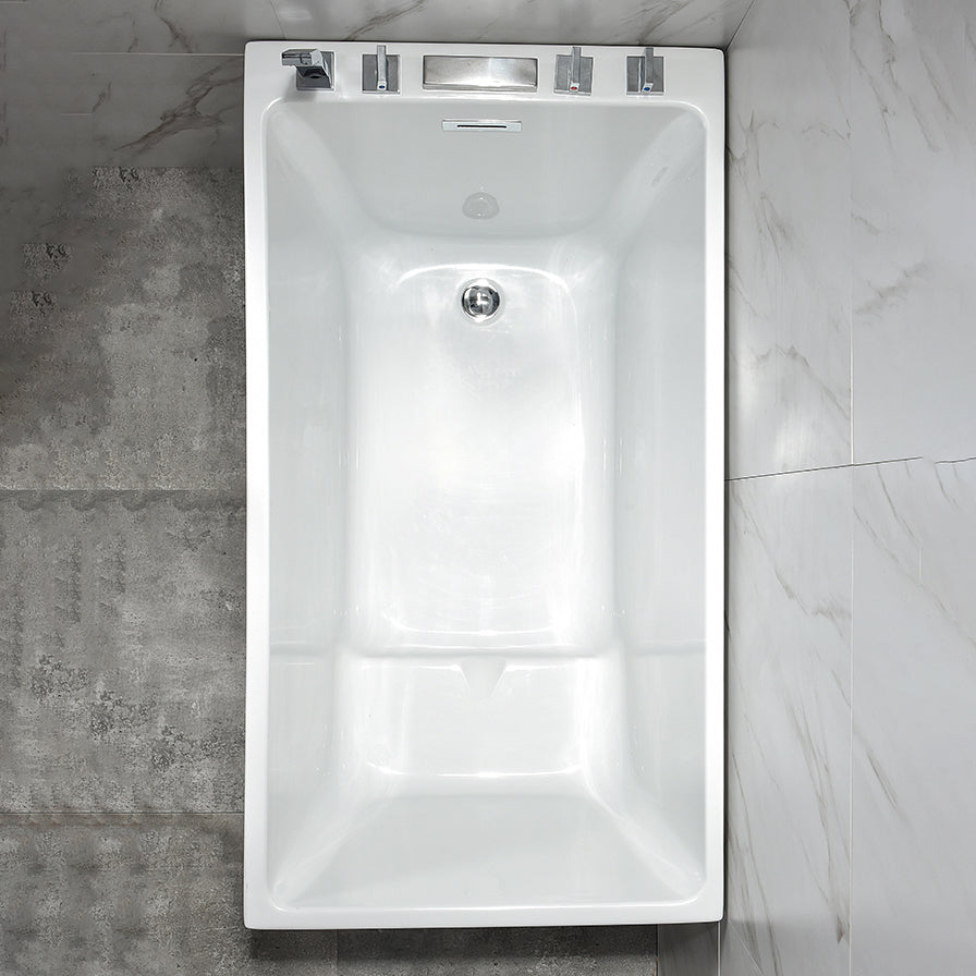 Back to Wall Bathtub Antique Finish Soaking Rectangular Modern Tub 51"L x 26"W x 25"H With Seat Tub with Silver 5-Piece Set Clearhalo 'Bathroom Remodel & Bathroom Fixtures' 'Bathtubs' 'Home Improvement' 'home_improvement' 'home_improvement_bathtubs' 'Showers & Bathtubs' 7230320