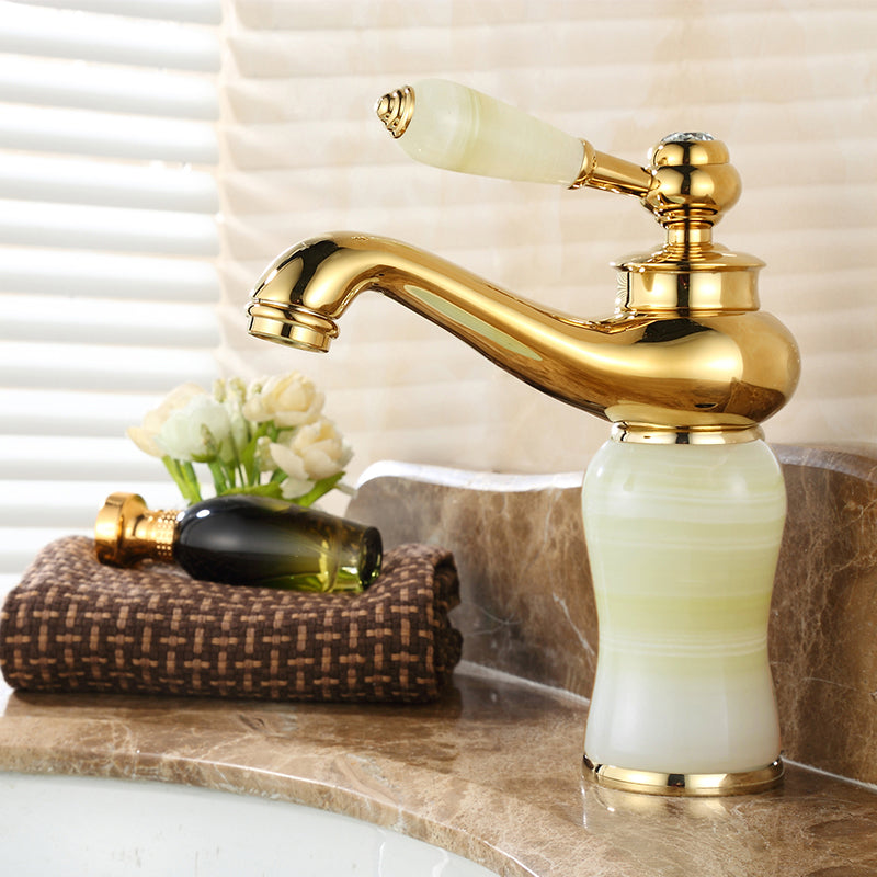 Glam Vessel Sink Faucet Lever Handle Low Arc Vessel Sink Bathroom Faucet Green Arc Clearhalo 'Bathroom Remodel & Bathroom Fixtures' 'Bathroom Sink Faucets' 'Bathroom Sinks & Faucet Components' 'bathroom_sink_faucets' 'Home Improvement' 'home_improvement' 'home_improvement_bathroom_sink_faucets' 7230413
