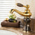 Glam Vessel Sink Faucet Lever Handle Low Arc Vessel Sink Bathroom Faucet Coffee Arc Clearhalo 'Bathroom Remodel & Bathroom Fixtures' 'Bathroom Sink Faucets' 'Bathroom Sinks & Faucet Components' 'bathroom_sink_faucets' 'Home Improvement' 'home_improvement' 'home_improvement_bathroom_sink_faucets' 7230416