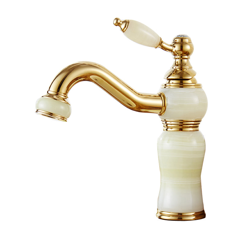 Glam Vessel Sink Faucet Lever Handle Low Arc Vessel Sink Bathroom Faucet Clearhalo 'Bathroom Remodel & Bathroom Fixtures' 'Bathroom Sink Faucets' 'Bathroom Sinks & Faucet Components' 'bathroom_sink_faucets' 'Home Improvement' 'home_improvement' 'home_improvement_bathroom_sink_faucets' 7230417