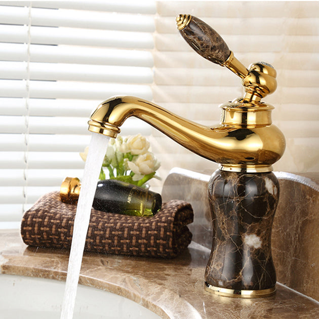 Glam Vessel Sink Faucet Lever Handle Low Arc Vessel Sink Bathroom Faucet Clearhalo 'Bathroom Remodel & Bathroom Fixtures' 'Bathroom Sink Faucets' 'Bathroom Sinks & Faucet Components' 'bathroom_sink_faucets' 'Home Improvement' 'home_improvement' 'home_improvement_bathroom_sink_faucets' 7230423