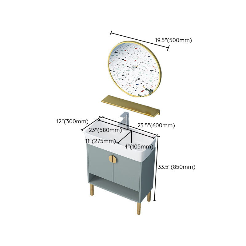 Rectangular Freestanding Bathroom Vanity Glam Green Single-Sink Vanity Set Clearhalo 'Bathroom Remodel & Bathroom Fixtures' 'Bathroom Vanities' 'bathroom_vanities' 'Home Improvement' 'home_improvement' 'home_improvement_bathroom_vanities' 7230536