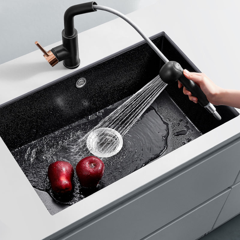 Quartz Kitchen Sink Rectangular Shape Kitchen Sink with Single Bowl Clearhalo 'Home Improvement' 'home_improvement' 'home_improvement_kitchen_sinks' 'Kitchen Remodel & Kitchen Fixtures' 'Kitchen Sinks & Faucet Components' 'Kitchen Sinks' 'kitchen_sinks' 7231139