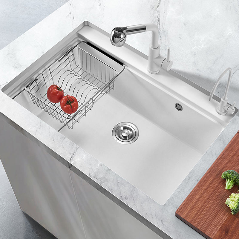 Quartz Kitchen Sink Modern Single Bowl Kitchen Sink with Strainer Clearhalo 'Home Improvement' 'home_improvement' 'home_improvement_kitchen_sinks' 'Kitchen Remodel & Kitchen Fixtures' 'Kitchen Sinks & Faucet Components' 'Kitchen Sinks' 'kitchen_sinks' 7231161