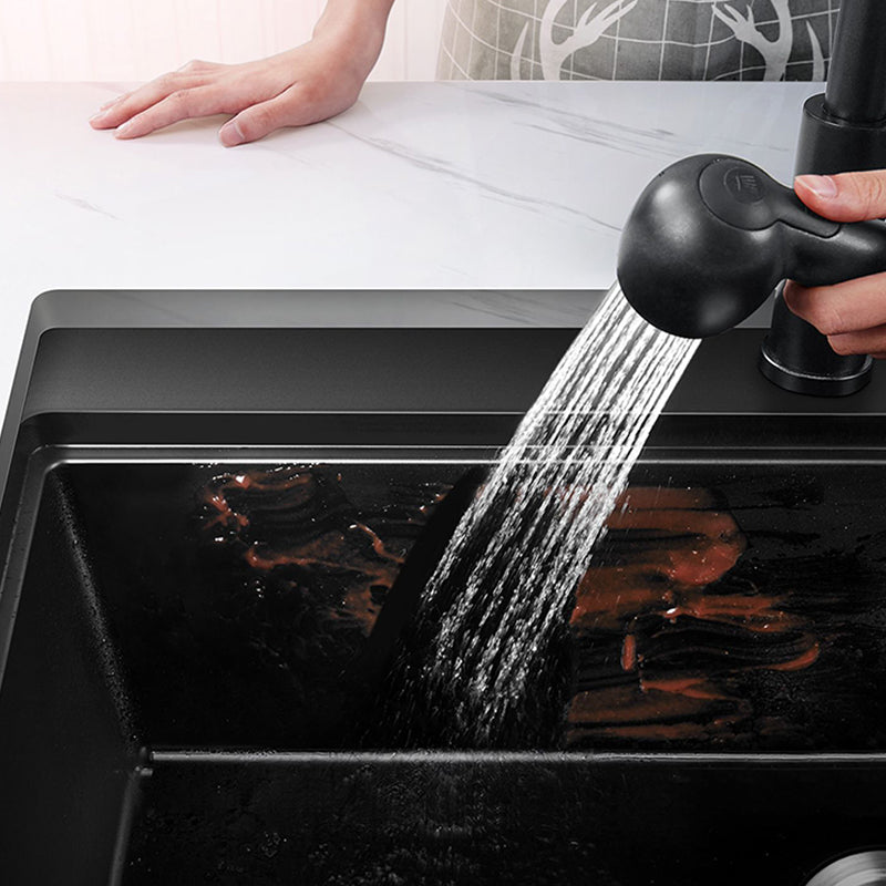 Quartz Kitchen Sink Modern Single Bowl Kitchen Sink with Strainer Clearhalo 'Home Improvement' 'home_improvement' 'home_improvement_kitchen_sinks' 'Kitchen Remodel & Kitchen Fixtures' 'Kitchen Sinks & Faucet Components' 'Kitchen Sinks' 'kitchen_sinks' 7231171