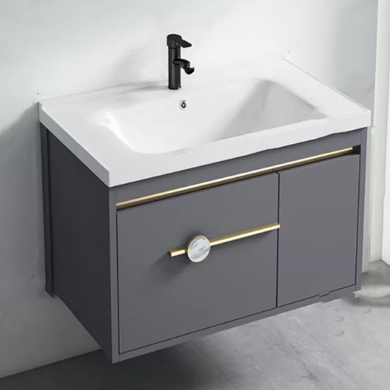 Glam Bathroom Vanity Set Wall Mount Faucet Included Bathroom Sink Vanity Vanity & Faucet 28"L x 19"W x 18"H Ceramic Clearhalo 'Bathroom Remodel & Bathroom Fixtures' 'Bathroom Vanities' 'bathroom_vanities' 'Home Improvement' 'home_improvement' 'home_improvement_bathroom_vanities' 7231463