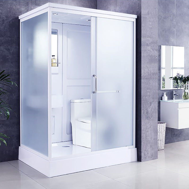 White Framed Frosted Rectangle Shower Stall with Base and Fixed Panel Clearhalo 'Bathroom Remodel & Bathroom Fixtures' 'Home Improvement' 'home_improvement' 'home_improvement_shower_stalls_enclosures' 'Shower Stalls & Enclosures' 'shower_stalls_enclosures' 'Showers & Bathtubs' 7231492