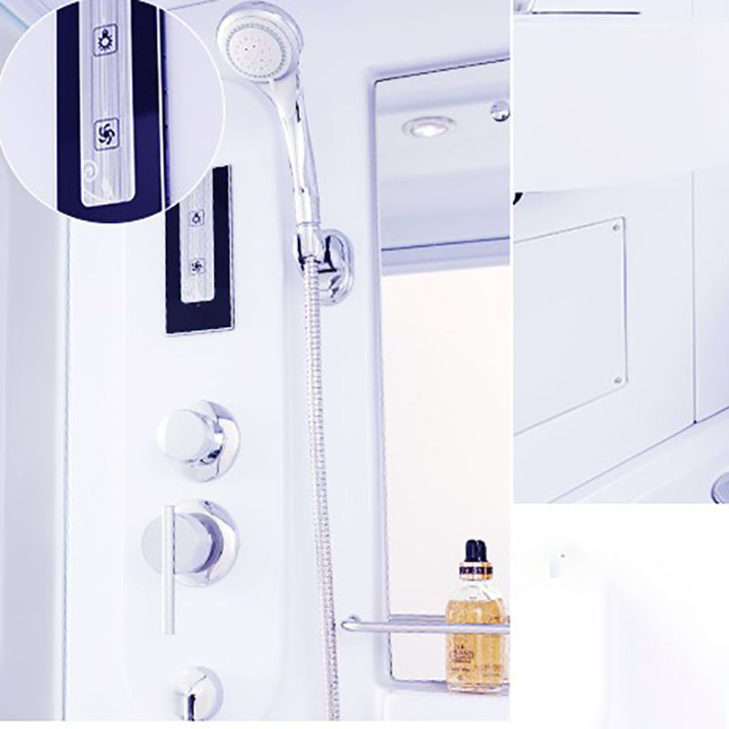 White Framed Frosted Rectangle Shower Stall with Base and Fixed Panel Clearhalo 'Bathroom Remodel & Bathroom Fixtures' 'Home Improvement' 'home_improvement' 'home_improvement_shower_stalls_enclosures' 'Shower Stalls & Enclosures' 'shower_stalls_enclosures' 'Showers & Bathtubs' 7231501