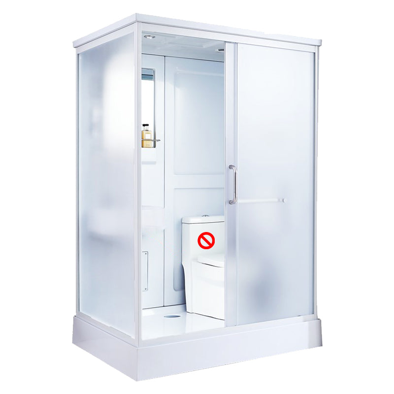 White Framed Frosted Rectangle Shower Stall with Base and Fixed Panel White 55"L x 43"W x 85"H Toilet Not Included Clearhalo 'Bathroom Remodel & Bathroom Fixtures' 'Home Improvement' 'home_improvement' 'home_improvement_shower_stalls_enclosures' 'Shower Stalls & Enclosures' 'shower_stalls_enclosures' 'Showers & Bathtubs' 7231505