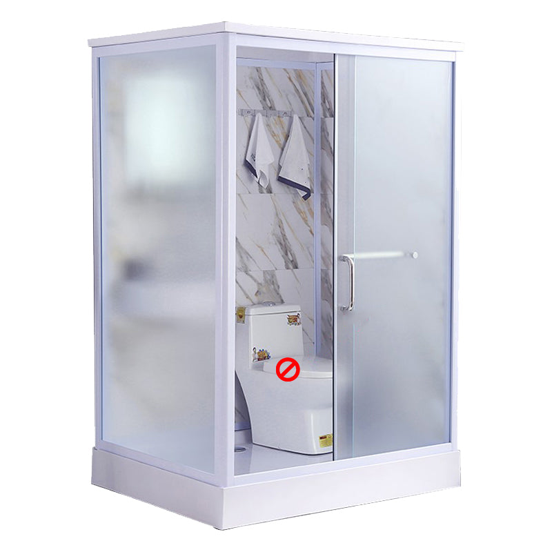 White Framed Frosted Rectangle Shower Stall with Base and Fixed Panel Gray-White 55"L x 43"W x 85"H Toilet Not Included Clearhalo 'Bathroom Remodel & Bathroom Fixtures' 'Home Improvement' 'home_improvement' 'home_improvement_shower_stalls_enclosures' 'Shower Stalls & Enclosures' 'shower_stalls_enclosures' 'Showers & Bathtubs' 7231508