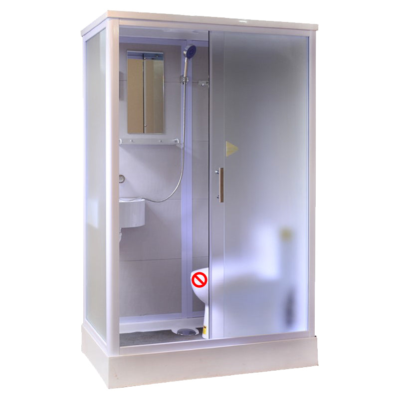 White Framed Frosted Rectangle Shower Stall with Base and Fixed Panel Grey 51"L x 31"W x 85"H Toilet Not Included Clearhalo 'Bathroom Remodel & Bathroom Fixtures' 'Home Improvement' 'home_improvement' 'home_improvement_shower_stalls_enclosures' 'Shower Stalls & Enclosures' 'shower_stalls_enclosures' 'Showers & Bathtubs' 7231513