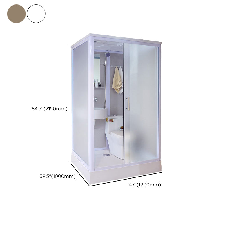 White Framed Frosted Rectangle Shower Stall with Base and Fixed Panel Clearhalo 'Bathroom Remodel & Bathroom Fixtures' 'Home Improvement' 'home_improvement' 'home_improvement_shower_stalls_enclosures' 'Shower Stalls & Enclosures' 'shower_stalls_enclosures' 'Showers & Bathtubs' 7231515