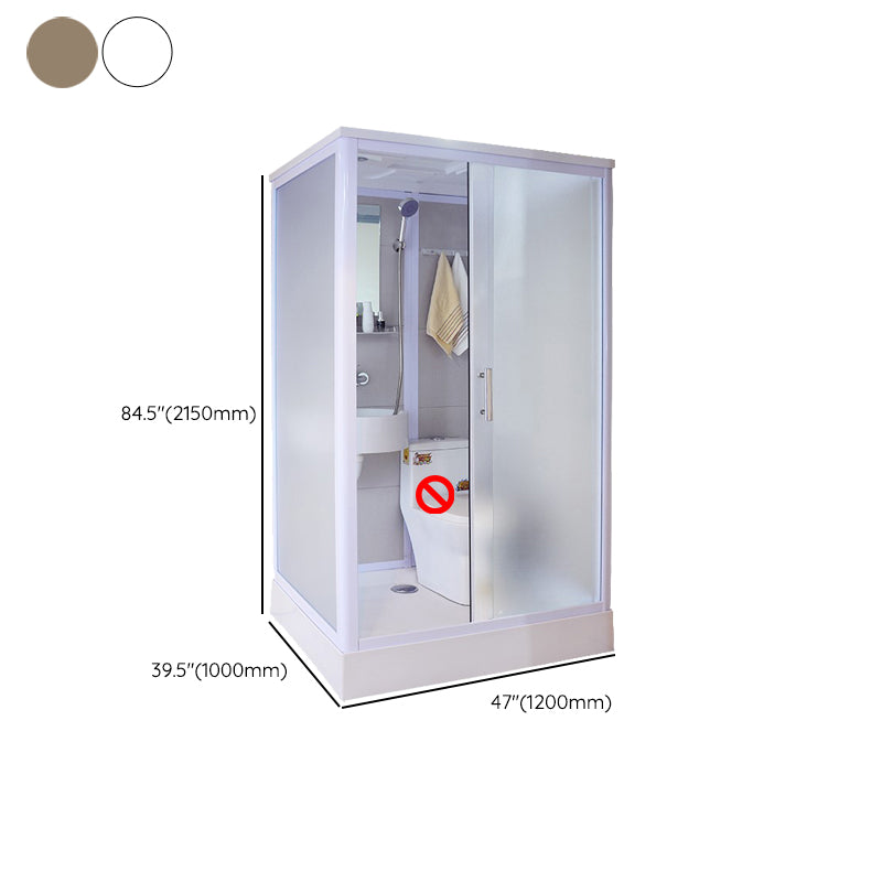 White Framed Frosted Rectangle Shower Stall with Base and Fixed Panel Clearhalo 'Bathroom Remodel & Bathroom Fixtures' 'Home Improvement' 'home_improvement' 'home_improvement_shower_stalls_enclosures' 'Shower Stalls & Enclosures' 'shower_stalls_enclosures' 'Showers & Bathtubs' 7231516