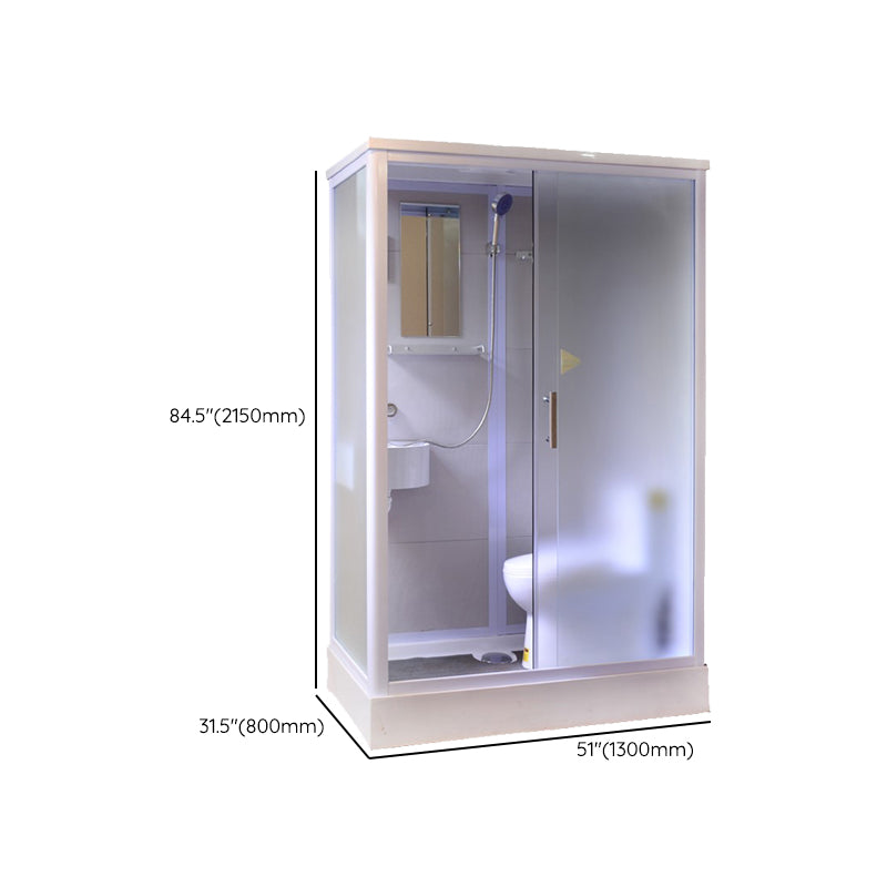 White Framed Frosted Rectangle Shower Stall with Base and Fixed Panel Clearhalo 'Bathroom Remodel & Bathroom Fixtures' 'Home Improvement' 'home_improvement' 'home_improvement_shower_stalls_enclosures' 'Shower Stalls & Enclosures' 'shower_stalls_enclosures' 'Showers & Bathtubs' 7231517
