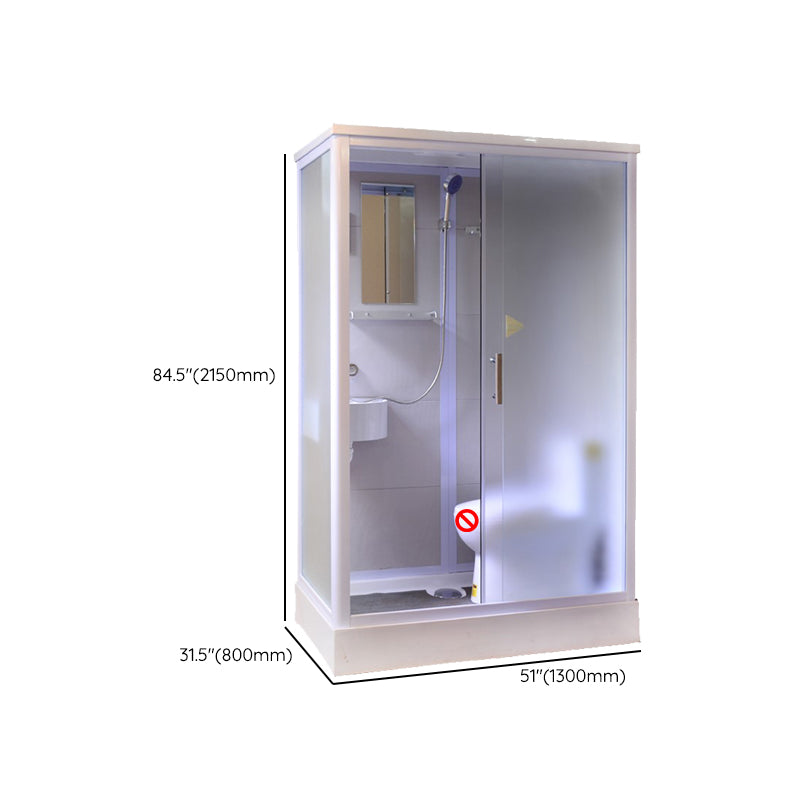White Framed Frosted Rectangle Shower Stall with Base and Fixed Panel Clearhalo 'Bathroom Remodel & Bathroom Fixtures' 'Home Improvement' 'home_improvement' 'home_improvement_shower_stalls_enclosures' 'Shower Stalls & Enclosures' 'shower_stalls_enclosures' 'Showers & Bathtubs' 7231518