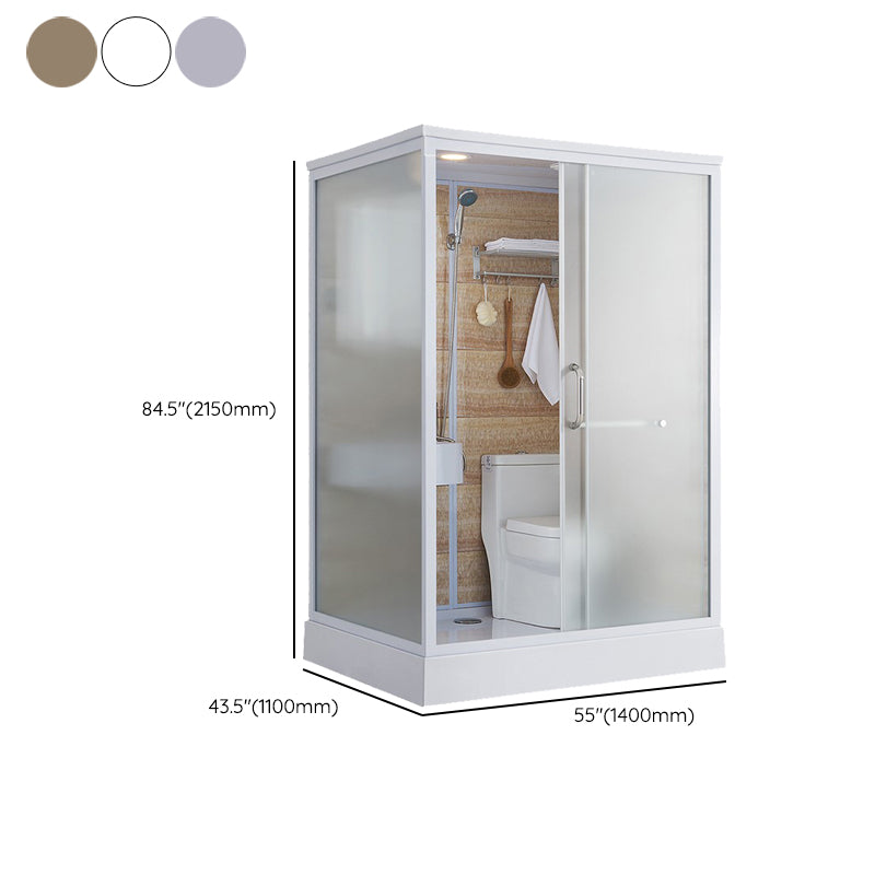 White Framed Frosted Rectangle Shower Stall with Base and Fixed Panel Clearhalo 'Bathroom Remodel & Bathroom Fixtures' 'Home Improvement' 'home_improvement' 'home_improvement_shower_stalls_enclosures' 'Shower Stalls & Enclosures' 'shower_stalls_enclosures' 'Showers & Bathtubs' 7231519