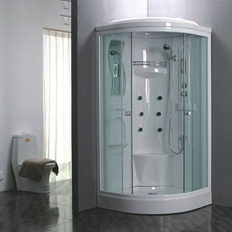 Neo-Round Shower Stall White Tempered Glass Shower Stall with Door Handles Low Basin Clearhalo 'Bathroom Remodel & Bathroom Fixtures' 'Home Improvement' 'home_improvement' 'home_improvement_shower_stalls_enclosures' 'Shower Stalls & Enclosures' 'shower_stalls_enclosures' 'Showers & Bathtubs' 7231526