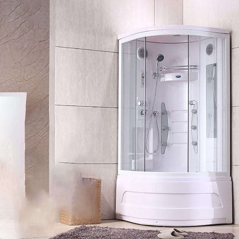 Neo-Round Shower Stall White Tempered Glass Shower Stall with Door Handles Clearhalo 'Bathroom Remodel & Bathroom Fixtures' 'Home Improvement' 'home_improvement' 'home_improvement_shower_stalls_enclosures' 'Shower Stalls & Enclosures' 'shower_stalls_enclosures' 'Showers & Bathtubs' 7231530