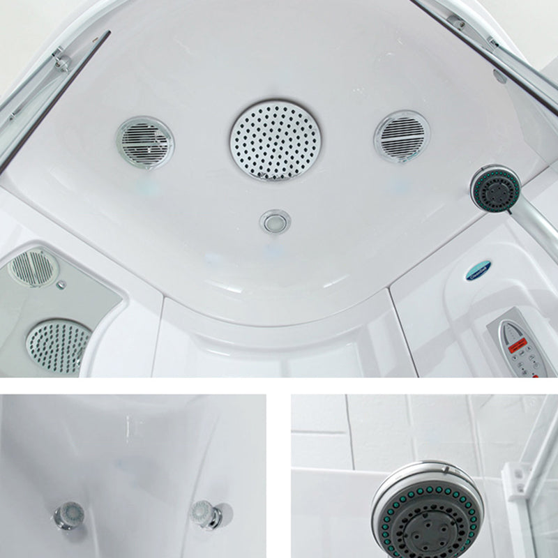 Neo-Round Shower Stall White Tempered Glass Shower Stall with Door Handles Clearhalo 'Bathroom Remodel & Bathroom Fixtures' 'Home Improvement' 'home_improvement' 'home_improvement_shower_stalls_enclosures' 'Shower Stalls & Enclosures' 'shower_stalls_enclosures' 'Showers & Bathtubs' 7231532