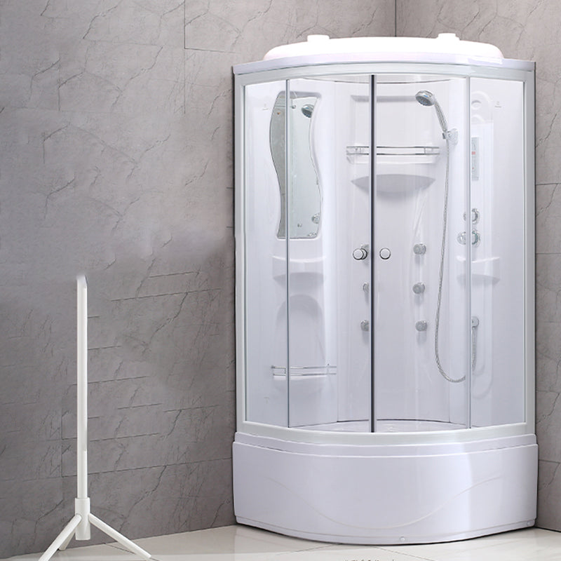 Neo-Round Shower Stall White Tempered Glass Shower Stall with Door Handles Medium Basin Clearhalo 'Bathroom Remodel & Bathroom Fixtures' 'Home Improvement' 'home_improvement' 'home_improvement_shower_stalls_enclosures' 'Shower Stalls & Enclosures' 'shower_stalls_enclosures' 'Showers & Bathtubs' 7231533