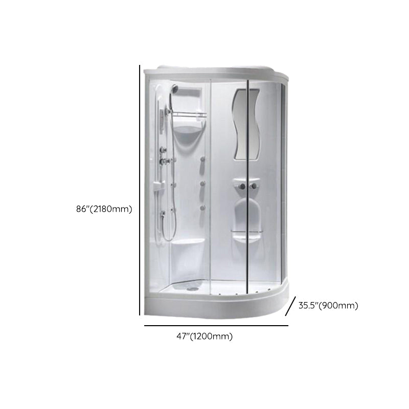Neo-Round Shower Stall White Tempered Glass Shower Stall with Door Handles Clearhalo 'Bathroom Remodel & Bathroom Fixtures' 'Home Improvement' 'home_improvement' 'home_improvement_shower_stalls_enclosures' 'Shower Stalls & Enclosures' 'shower_stalls_enclosures' 'Showers & Bathtubs' 7231541