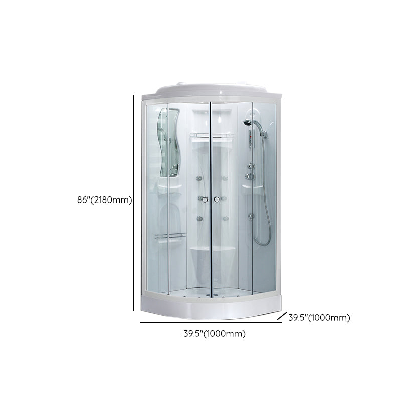Neo-Round Shower Stall White Tempered Glass Shower Stall with Door Handles Clearhalo 'Bathroom Remodel & Bathroom Fixtures' 'Home Improvement' 'home_improvement' 'home_improvement_shower_stalls_enclosures' 'Shower Stalls & Enclosures' 'shower_stalls_enclosures' 'Showers & Bathtubs' 7231542