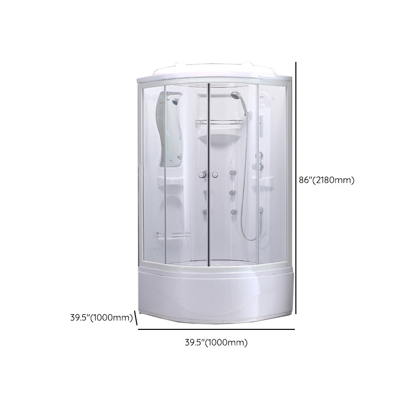 Neo-Round Shower Stall White Tempered Glass Shower Stall with Door Handles Clearhalo 'Bathroom Remodel & Bathroom Fixtures' 'Home Improvement' 'home_improvement' 'home_improvement_shower_stalls_enclosures' 'Shower Stalls & Enclosures' 'shower_stalls_enclosures' 'Showers & Bathtubs' 7231543