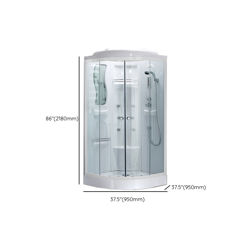 Neo-Round Shower Stall White Tempered Glass Shower Stall with Door Handles Clearhalo 'Bathroom Remodel & Bathroom Fixtures' 'Home Improvement' 'home_improvement' 'home_improvement_shower_stalls_enclosures' 'Shower Stalls & Enclosures' 'shower_stalls_enclosures' 'Showers & Bathtubs' 7231544