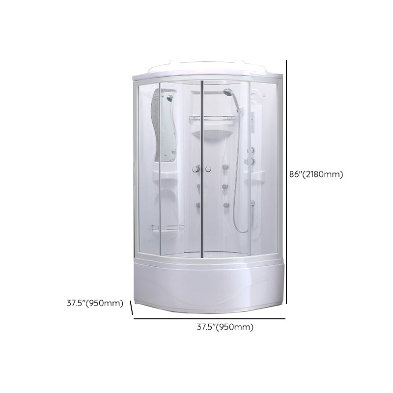 Neo-Round Shower Stall White Tempered Glass Shower Stall with Door Handles Clearhalo 'Bathroom Remodel & Bathroom Fixtures' 'Home Improvement' 'home_improvement' 'home_improvement_shower_stalls_enclosures' 'Shower Stalls & Enclosures' 'shower_stalls_enclosures' 'Showers & Bathtubs' 7231545